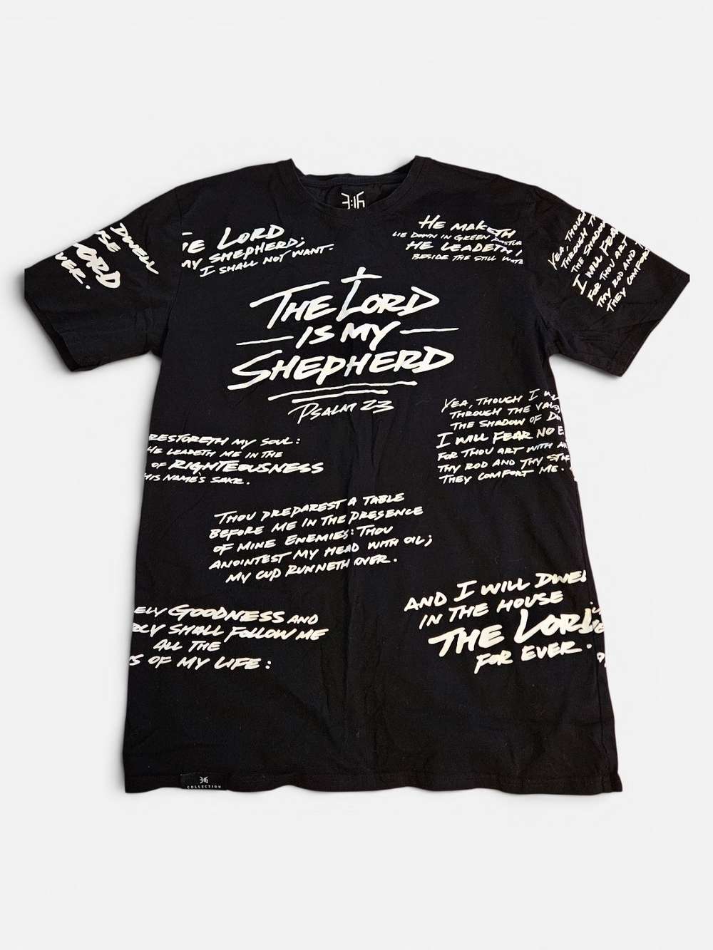 Black Graphic Short Sleeve Tee with White Script